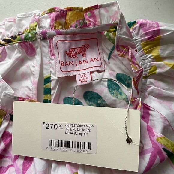 Banjanan Marie Top Muse Spring Floral Cotton Blouse XS - Picture 6 of 9